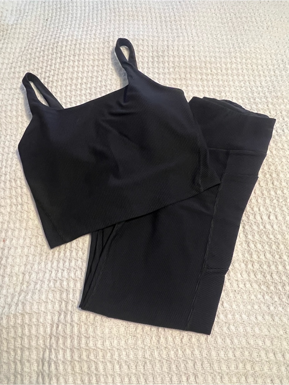 Old Navy Black Ribbed Tank & High-Waist Leggings Set